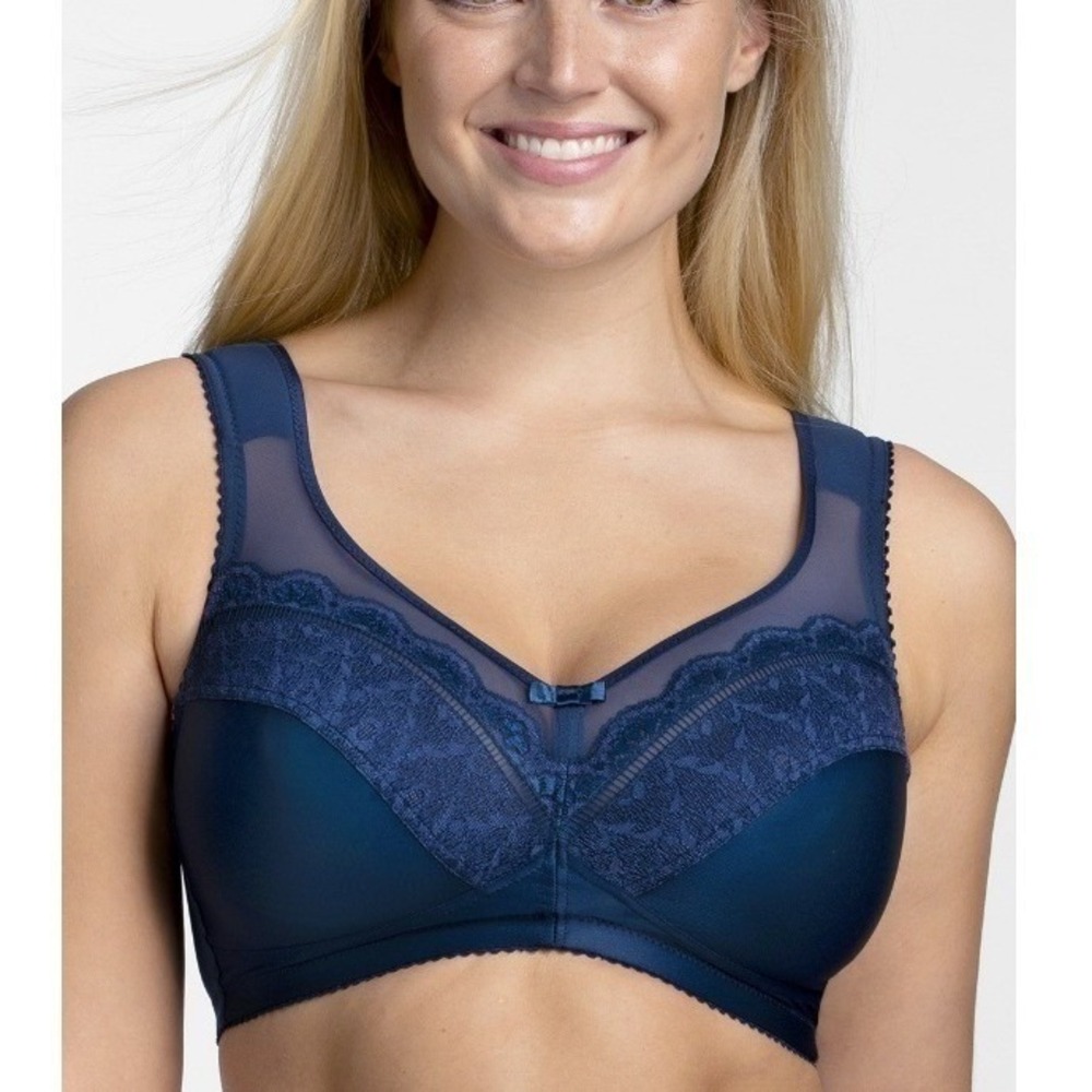 Miss Mary of Sweden Women's Dark Blue Happy Hearts Nonwired Bra NWT Size 34G
